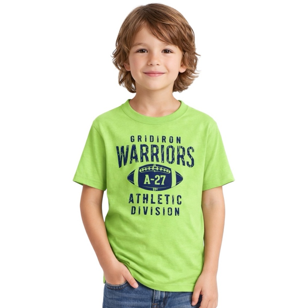 The Children’s Place Green Gridiron Warriors Football Graphic Tee Boys S 5/6